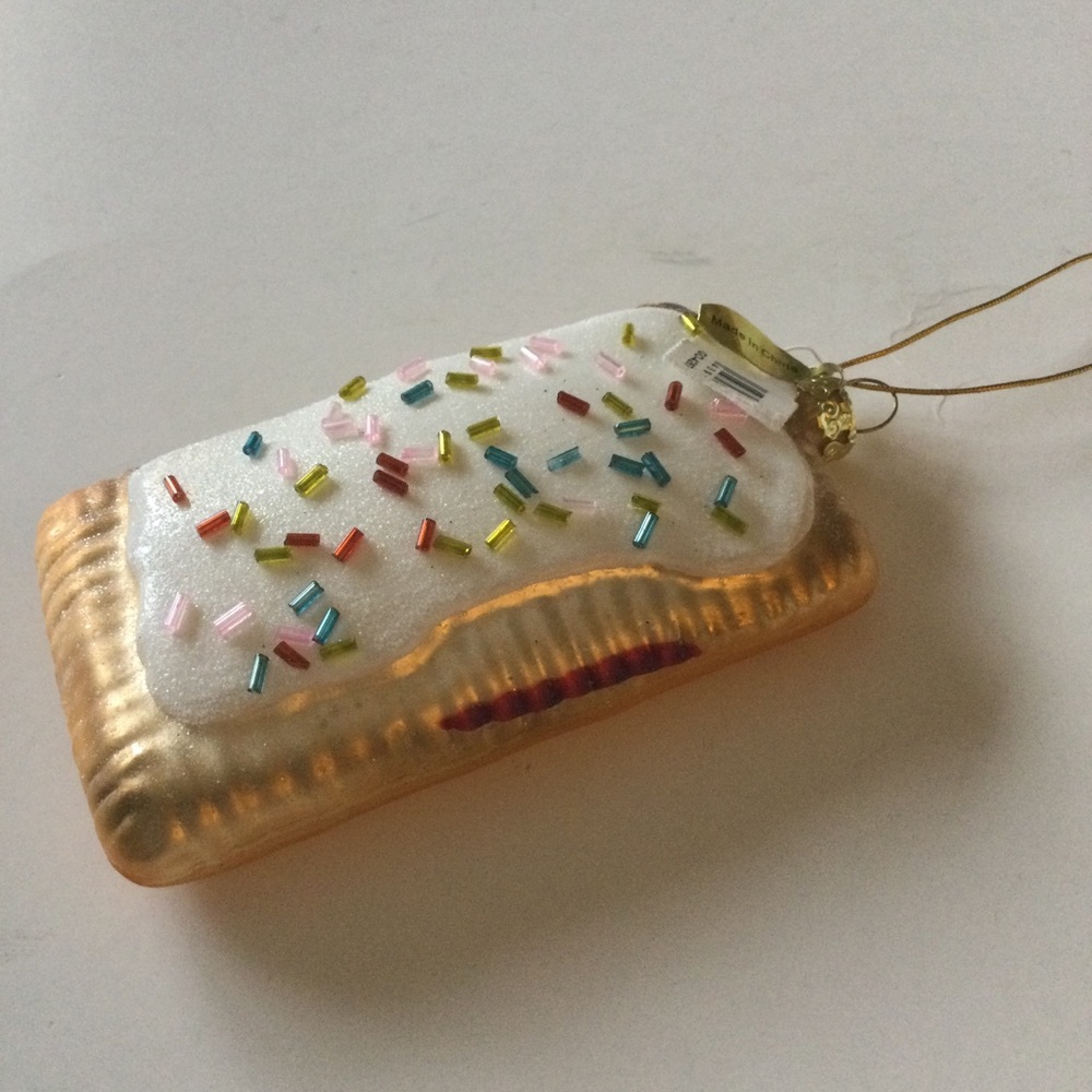 CODY FOSTER POP TART PASTRY WITH SPRINKLES GLASS CHRISTMAS ORNAMENT